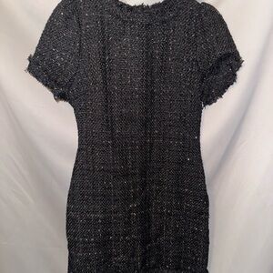 She + Sky Black Tweed Blouse